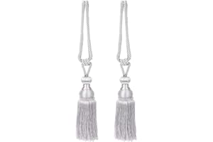 YUANCOX 2PCS Curtain Clips Rope Tie Band,Curtain Tie Rope Straps Long Tassel Curtain Tieback Holdback Rope for Home Decor and Office Window Drapery Tie Rope Straps (Grey-2pcs)