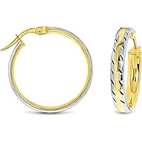 Orecchini A Cerchio Oro Giallo 14kt 585, Chiave Greca, Diametro 23mm – Prins Jewels, Regalo Italia