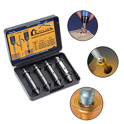 Kitclan Schraubenausdreher-Set, entfernen leicht beschädigte Schrauben, 4 Stück Schraubenentferner zum Entfernen aller Arten von Schrauben - 7