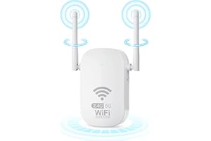 KOSIY WLAN Verstärker 1200Mbit/s WLAN Repeater WiFi Repeater mit 2 Antennas, WiFi Verstärker 5GHz/2.4GHz mit LAN/WAN Port, mit Repeater/AP/Router/Bridge Modus, Kompatibel mit Allen Geräten, eDJ-D01