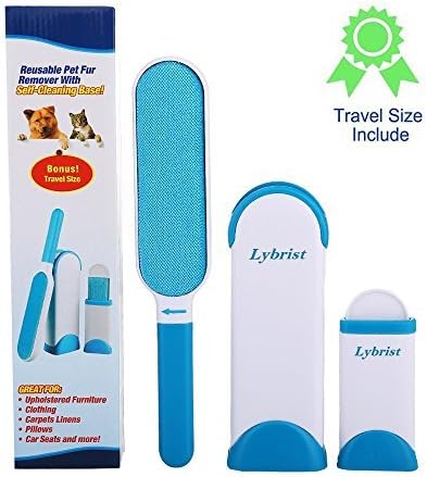 Lybrist Premium Pet Fur &amp; Lint Remover with Self-Cleaning Base Double-Sided Brush Removes Dog &amp; Cat Hair from Clothes &amp; Furniture