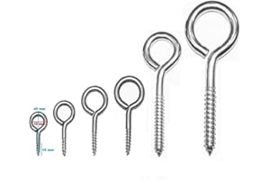 Euro Tische Bullone a occhiello Occhielli a vite Ganci a vite in acciaio zincato - Robusti ganci a vite in 6 diverse misure (40mm 75 pezzi)
