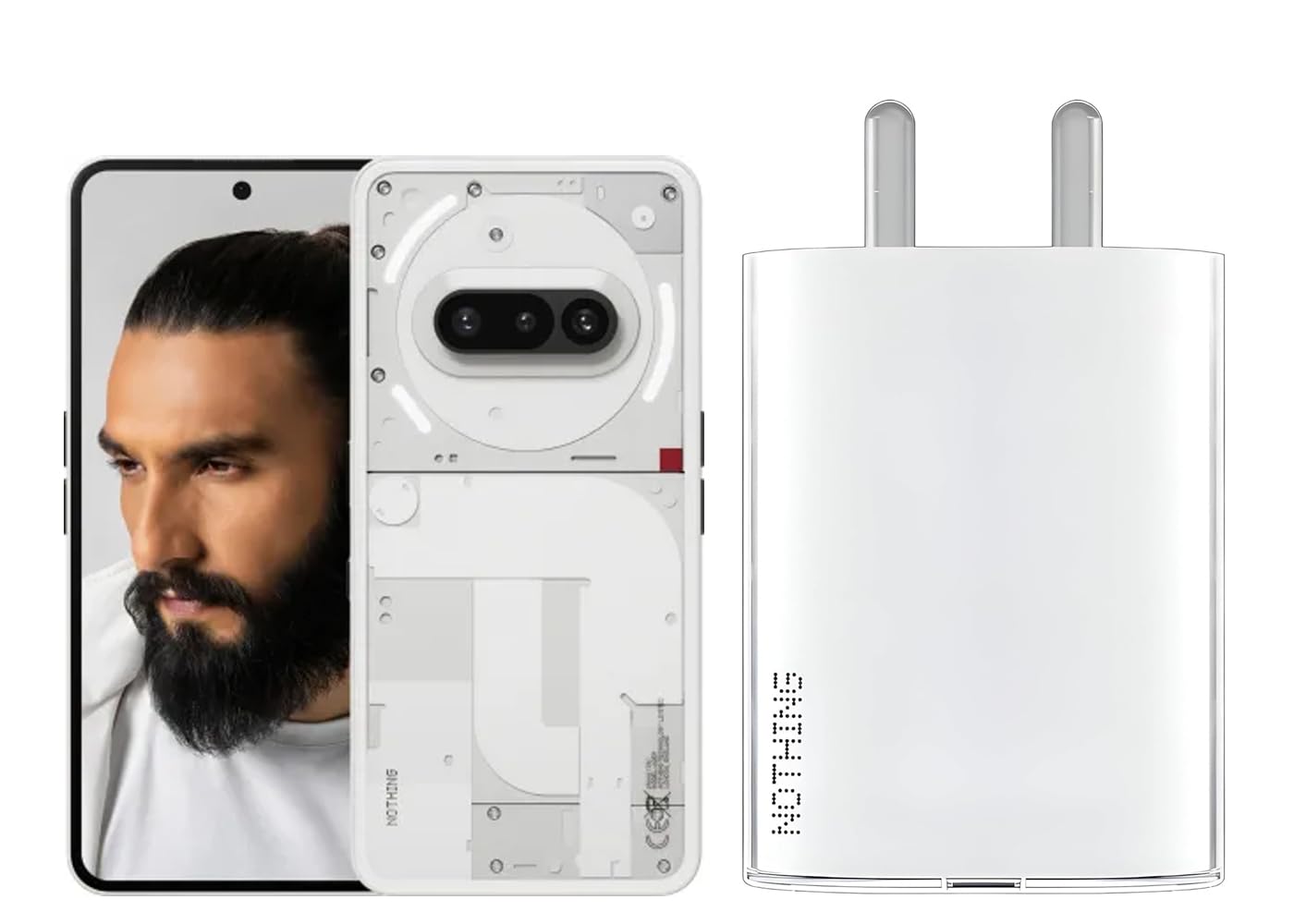 Nothing Phone 3A 45W Type C Fast Charger Adapter for Nothing 3A /Nothig 2A/Nothing 2/CMF 1/Buds/Ear Stick, Upto 50W Power Charger for Mobile, 45 W USB C Charging Adaptor, 45watt Charge, White