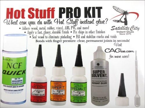 Hot Stuff Instant Glue Pro Kit (Includes CA Glues, Accelerator, Debonder, Extra Spouts) HK-1 by Satellite City