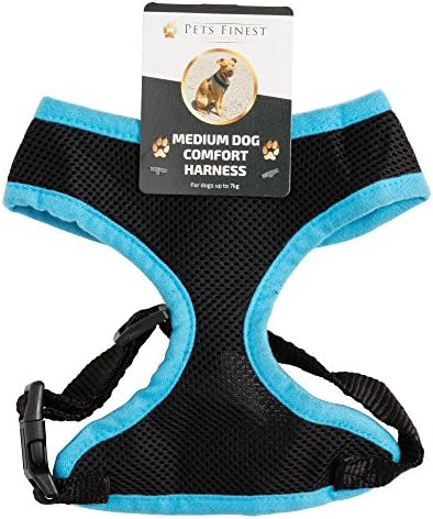 Pets Finest Premium Dog Harness For Medium Size Dog & Puppy – Blue Dog Vest For Pets Up To 7 Kgs Weight – Made Of Soft & Flexible Mesh Material – Sturdy & Comfortable (Medium)