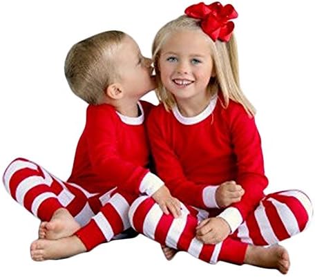 Yalatan Christmas Striped Pajamas Sets Family Matching Clothes For Dad's Mom Baby