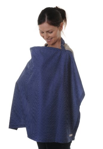 Breastfeeding Cover/ Nursing Apron/ Shawl by BabyBud * Blue with White Dots * 100 % Cotton * Breastfeed with Ease *Baby Shower Gift* Free P&P