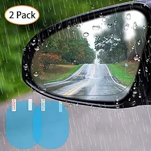 LECO Rainproof Car Rear View Mirror Protective Film, Anti Fog HD Side View Mirror Decal Anti Mist Anti Glare Anti Scratch Waterproof Clear Sticker for Car, Glass (100mmx145mm) - 2 piece