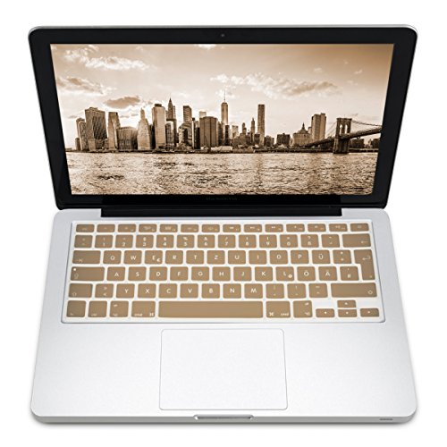 kwmobile Tastaturschutz Apple MacBook Air 13“/ Pro Retina 13“/ 15“ – QWERTZ Silikon Laptop Tastaturfolie – Notebook Tastaturschutzfolie Gold - 5
