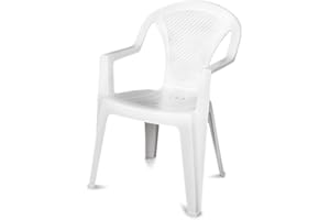 ARETA s.r.l. (ARE) Sedia Esterno Resina L58.5xP57xH81.5cm Bianco Giardino Pub Ristorante Ischia, 57D x 58W x 81.5H cm