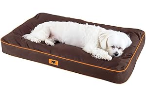 Ferplast Cuccia Ortopedica per Cani Piccoli Materassino per Cani Impermeabile e Antigraffio Cuccia Morbida Polo, 65 x 40 x h 8 CM, MARRONE