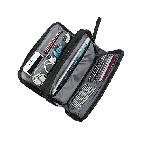 Damero Reisetasche mit Doppelschichte Packwürfel für Kleinkram Packtasche Elektronike Tasche für Ipad Mini (Schwarz) - 6