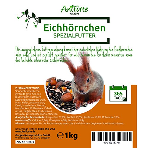 AniForte Garden Premium Eichhörnchenfutter 1 kg für Eichhörnchen und Streifenhörnchen- versch. Größen- Naturprodukt für Eichhörnchen - 3