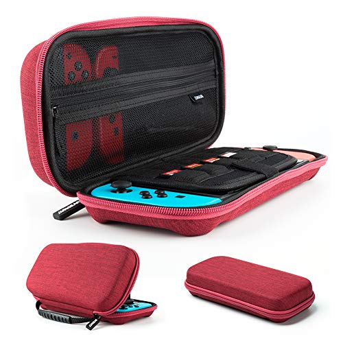 Preisvergleich Produktbild LUNGEAR Tragetasche Kompatibel für Nintendo Switch,Schützend Hartschalen Tasche Aufbewahrung für 10 Spiele,Nintendo Switch Konsole,Controllers & Zubehör, Rot