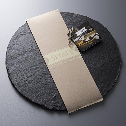 Splate Restaurant Quality Round Slate Serving Plate - Serve Pizza Cheese Cakes – Professional Quality Slate Plates from Ireland – Slate Serving Pieces – Elegant Boutique Plate Set – Foodie Gift - Part of Complete Dinner Set Also Available