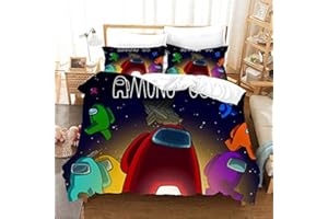 PTNQAZ Among US - Juego de cama para niños y niños, diseño de 3D, con funda de edredón y fundas de almohada para cama individual