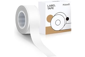 MakeID Q1 E1 Nastro per Etichette, 12 mm x 4 m Ricariche Impermeabili Laminate Adesive Personalizzate per Ufficio Casa Etichette Adesive Termiche di Ricambio