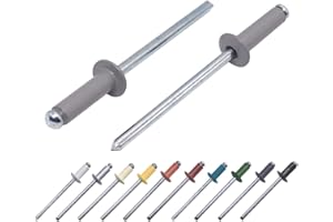 MARCOPOL (400 Stück) Lackierte Blindnieten 4,0 x 14 mm, Kuppelkopf, DIN 7337, Aluminiumniete und Stahldorn, Popnieten (400, staubgrau RAL 7037)