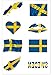 Produktbild Hemore Fußball Tattoos [8 Stück] 2018 WM Fußball Fans Schweden Fahnen Tattoo