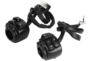 Hlyjoon Motorradschalter, 2 Stück, Schalter für Motorradlenker, 25 mm – Warnton/Abblendlicht/Blinker/Netzschalter mit Kabelbaum [#1]