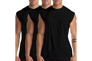 Holure 1 or 3 or 5 Pack Men's Cotton Gym Tank Tops Workout Sleeveless T-Shirts Athletic Muscle Tank Training Bodybuilding Shirts