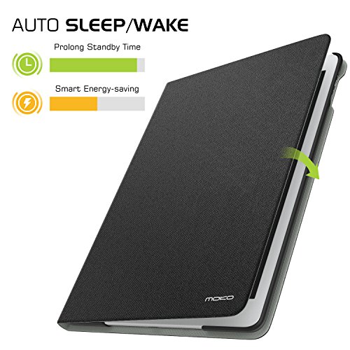 MoKo Hülle für Neu iPad 9.7 Zoll 2017 – Stoßfest Ledertasche Schutzhülle mit Auto Sleep/Wake up Funktion, Standfunktion und PC Bumper für Apple New iPad 2017 9.7″ Tablet, Asche Schwarz - 8