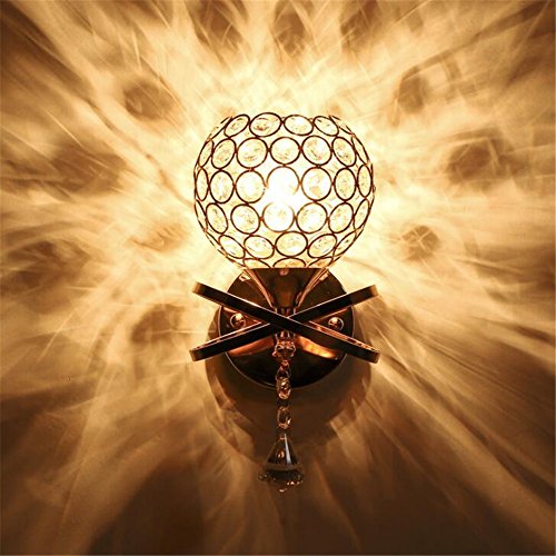 Preisvergleich Produktbild IACON LED 5W Kristall Wandleuchte Silber Wandlampe lampenschirm Wandbeleuchtung Warmweiß Wandstahler Bad Schlafzimmer Wohnzimmer Arbeitszimmer Hotel Korridor landhaus Innen beleuchtung (Silber)