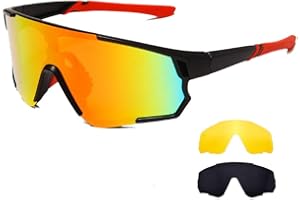Long Keeper Occhiali Ciclismo Polarizzati con 3 Lenti Intercambiabili Occhiali da sole Sportivi da Uomo Donna UV400 Protezione per Corsa Bici Sport