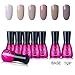 Beau Gel 7ml Soak off UV LED Gel Nail Polish Set Well Selected 6pcs Nude Colour Nail Lacquer + Base Top Coat Manicure Starter Kit C004