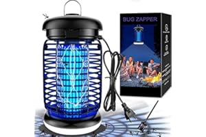 WUEAOA Lampada Antizanzare Elettrica,15W 4200V UV Con 9W Led Luce,Ammazza Zanzare Non tossico, per Esterno Interni,IPX4,Area effettiva 80-100㎡