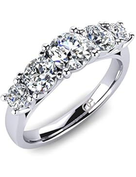 Moncoeur Diamonds Damen-Ring Pivoine 925 Sterlingsilber 5 Swarovski Steine