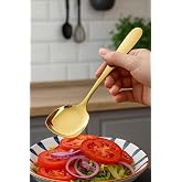 2 ADET Paslanmaz Gold &Ccedil;elik L&uuml;x Servis Salata Kaşığı Spatula &Ccedil;elik Yemek Servis Kaşığı 21cm