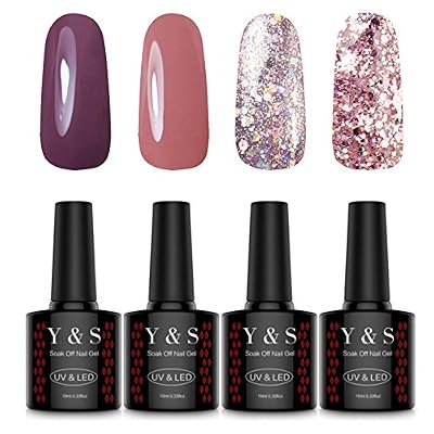 Y&S Vernis Gel Semi Permanent - Y&S UV LED Vernis à Ongles Gel Soak Off Nail Polish Kit 4 Couleurs x 10ml #2