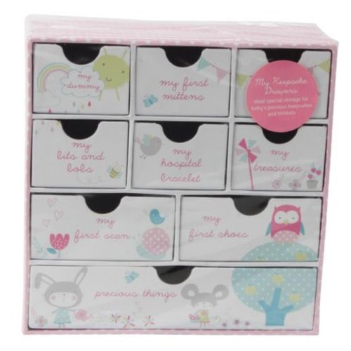 BABY GIRL PINK KEEPSAKE BOX CHRISTENING GIFT BIRTHDAY MEMORY STORAGE DRAWER BOOK