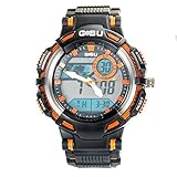 Gobu 1538 Fashion Sport Armbanduhr Multifunktions mehrfarbige LED lanalog Digital Wasserdicht Alarm Armbanduhr wasserabweisend Funktionen Alarm/Chronograph Stoppuhr/Timer Orange orange