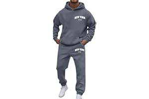 LGGWUNSI Tuta Uomo - Moda Comodi Cotone Tuta Uomo Completa Morbida Elasticità Tute Sportiva Jogging Traspirante Yoga Stampa Felpa+Pantaloni Taglie Forti Larghi Abbigliamento per Autunno e Inverno S-3XL