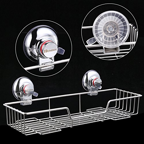 Homdox Edelstahl-Saugnäpfe Badezimmer Cddies Rechteck Dusche-Wand-Regale Küche-Speicher-Korb - 6