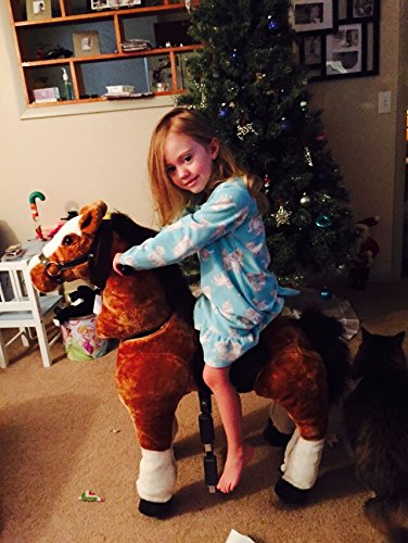 UFREE HORSE 36“ Medium fahrendes Schaukelpferd, Kuscheltier, Pony auf Rollen, Geburtstagsgeschenk für Kinder 3-9 - 8