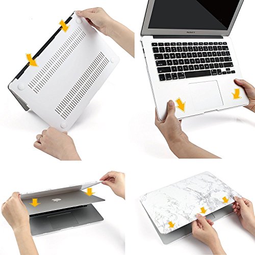 iDOO MacBook Schutzhülle / Hard Case Cover Laptop Hülle [Für MacBook Air 13 Zoll: A1369/A1466] – matt, weißer Marmor - 6