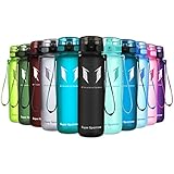 Super Sparrow Botella de agua deportiva - 500ml &amp; 1000ml - Eco amigable y sin plásticos BPA - Flujo de agua rápida, Flip Top, se abre con 1-Click - Reutilizable con tapa a prueba de fugas - Para correr, Gimnasio, Yoga, Aire libre y Camping (Negro, 500ml-17oz)