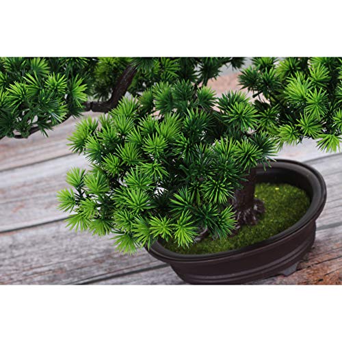 jianbo Kunstpflanze Pflanze,Japanischer Feng Shui Pinien ,Feng Shui Lucky Deko,Kunstbaum ,Höhe ca. 20 cm ,GrüN, #39 - 4