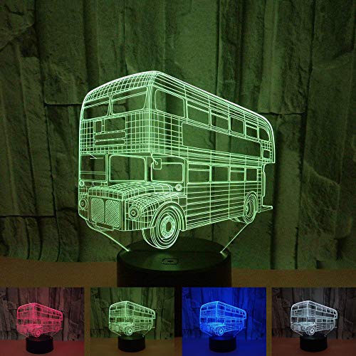 3D Autobús Ilusión Lámpara luz Nocturna 7 Colores Cambiantes Touch USB de Suministro de Energía Juguetes Decoración Regalo de Navidad Cumpleaños