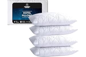 SK MERCHANDISE 4 Pack Premium Hotel Pillows – Quilted Cover & Soft Hollowfibre Filling – Down Alternative Bed Pillows for Back, Side & Stomach Sleepers – Plush & Supportive