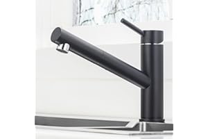 ONECE Kran kuchenny czarny z wysuwaną, armatura zlewozmywakowa ze stali nierdzewnej SUS304, armatura kuchenna pod wysokim ciśnieniem, obracana o 150°, bateria mieszakowa do kuchni