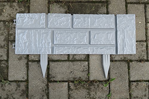Steinimitat Zaun Rasenkante Palisade Beeteinfassung antikgrau 2,34 m x 20 cm x 2,5 cm stark schnelle Lieferung & Versand - 9