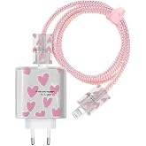 CONSTRAIN iPhone 18w/20w ile uyumlu Pembe Love Şarj Aleti Kılıfı, Şarj Kablosu &Ouml;rme Aparatı, Toparlayıcı, Kablo Koruyucu