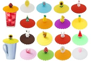 Abiyou 16 Piezas Tapa de Copa de Silicona, Cubierta de Taza de Antipolvo, Tapa de Silicona para Tazas Reutilizables, Lindo Tapas Silicona para Tazas, Tapa de Taza de Silicona, para Tazas de Café