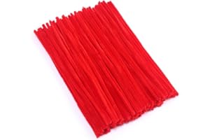 QIKAARA 100 Stück Pfeifenreiniger, Rot Pfeifenreiniger Chenilledraht 6mm*30cm, Pfeifenputzerdraht für Handwerk DIY Craft Projekte Chenilledraht Biegeplüsch zum Basteln und Dekorieren Pipe cleaners red