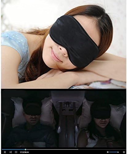 Eye Mask, Pupow Sleeping Mask Facial Eye Beauty Sleep Mask 100% Pure Silk (Black)