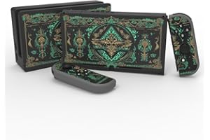 eXtremeRate Full Set Faceplate Skin Decals Stickers and 2 Pcs Screen Protector for Nintendo Switch/for NS Console & joy con Controller & Dock Protection Kit - Totem of Kingdom